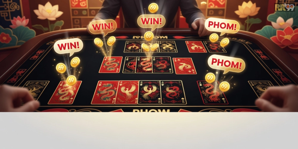 Hình ảnh gameplay Phỏm trên nền tảng 69vn với người chơi chiến thắng lớn